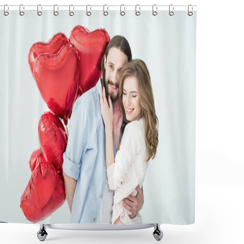 Personality  Couple with air balloons shower curtains