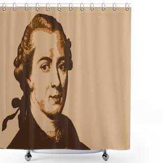 Personality  Cartoon Portrait Of Immanuel Kant, The Famous 18th Century German Philosopher. Shower Curtains