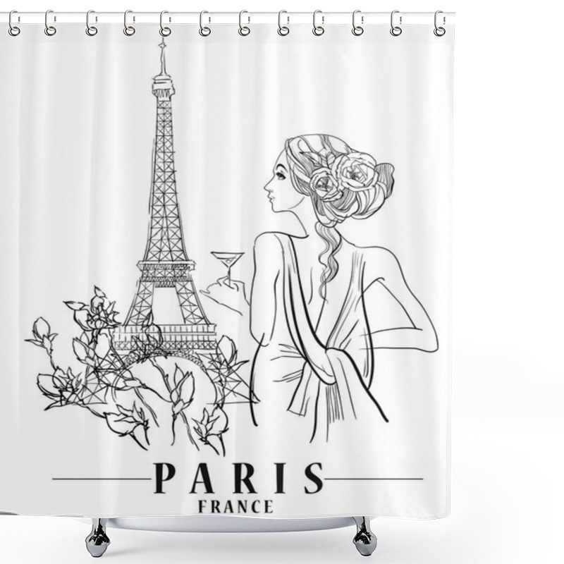 Personality  Paris Vector Illustration. Shower Curtains