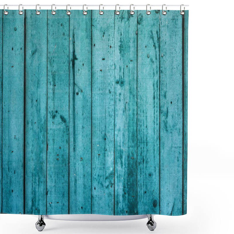 Personality  Old Weathered Turquoise Colored Wooden Wall, Rustic Background Or Texture  Shower Curtains