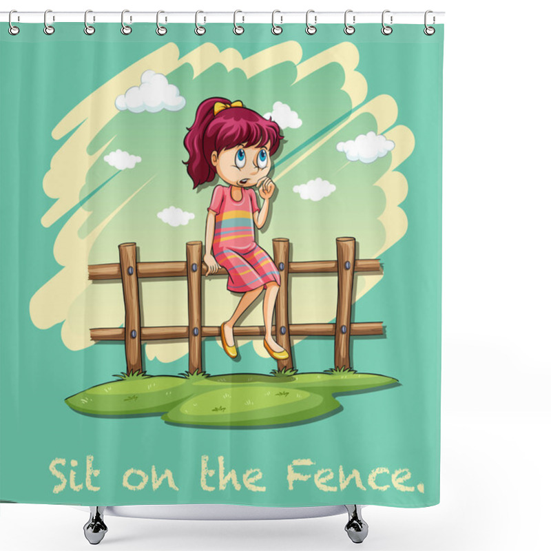 Personality  Sit on the fence idiom shower curtains