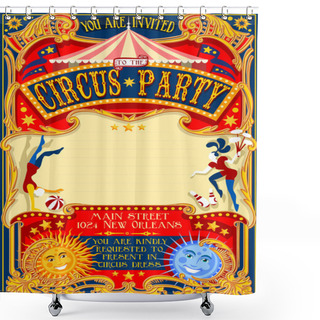 Personality  Circus 01 Invitation Vintage 2D Shower Curtains