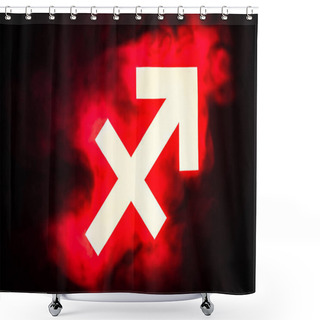 Personality  Red Illuminated Sagittarius Zodiac Sign With Smoke On Background Shower Curtains