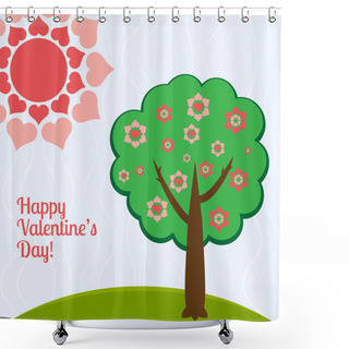 Personality  Vector Illustration Of A Tree With Hearts. Shower Curtains