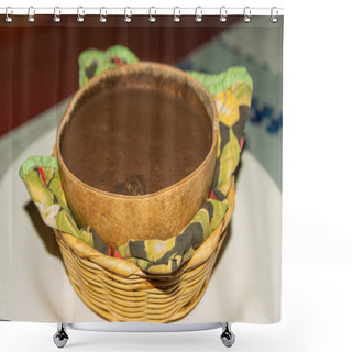 Personality  Image Of A Pozol Traditional Drink From Chiapas, Mexico Made From Cocoa And Corn Grains Shower Curtains