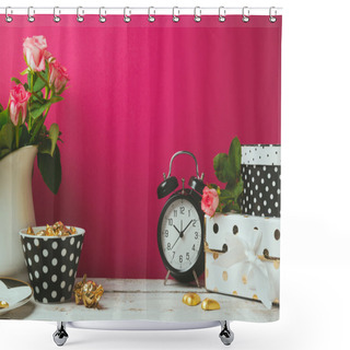 Personality  Website Header Design With Feminine Objects Shower Curtains