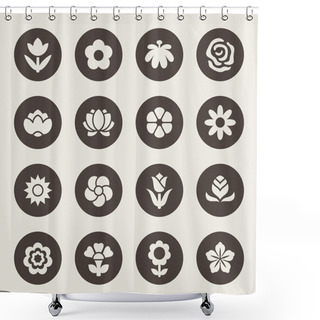 Personality  Flower Icon Set Shower Curtains