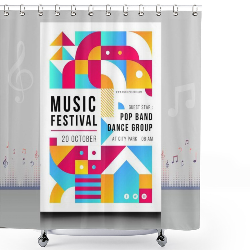 Personality  Elegant Electronic Music Festival Flyer In Creative Style With Modern Sound Wave Shape Design Shower Curtains