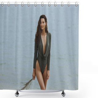Personality  Woman Resting On The Beach During Vacation Shower Curtains