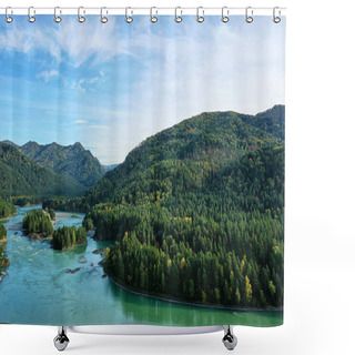 Personality  Forest Lake Top View, Landscape Nature View Forest, Background Shower Curtains
