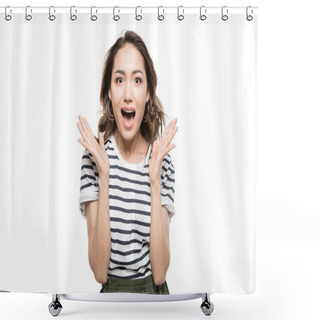 Personality  Surprised Young Woman  Shower Curtains