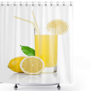 Personality  Lemon Juice Glass And Fresh Lemons Shower Curtains
