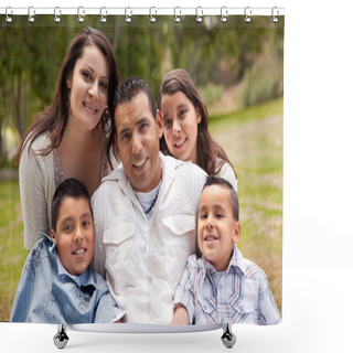Personality  Hispanic Family Portrait In The Park Shower Curtains