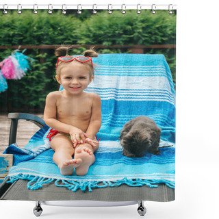 Personality  Little Girl On Chair Shower Curtains