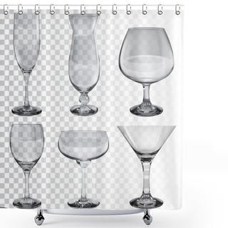 Personality  Set Of Empty Transparent Glass Goblets For Different Drinks Shower Curtains