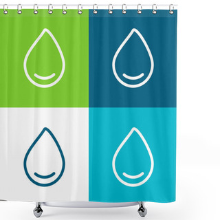 Personality  Big Drop Of Water Flat Four Color Minimal Icon Set Shower Curtains