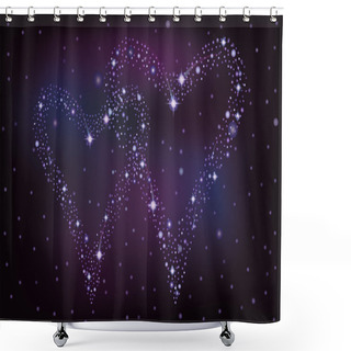 Personality  Night Sky With Two Stars Hearts, Vector Illustration Shower Curtains
