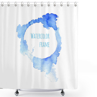 Personality  Watercolor Blue Frame Shower Curtains