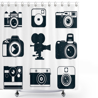 Personality  Set Of Camera Icons Shower Curtains
