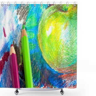 Personality  Child Drawing By Colored Pencils Shower Curtains