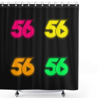 Personality  56 Social Logo Four Color Glowing Neon Vector Icon Shower Curtains