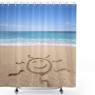 Personality  Happy Sun On The Beach With Clear Sky Shower Curtains