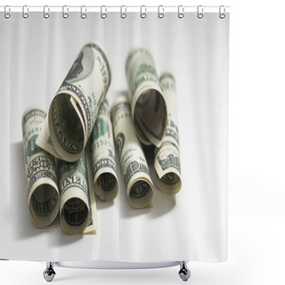 Personality  Dollar Roles, Currency Concept. Money. Shower Curtains