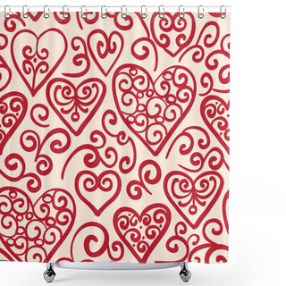 Personality  Seamless Pattern With Hearts Shower Curtains