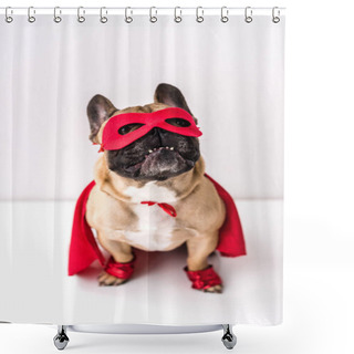 Personality  Dog In Superhero Costume Shower Curtains