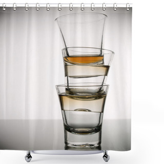 Personality  Three Shots Of Whiskey Shower Curtains