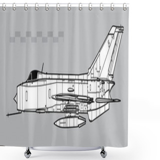 Personality  Shenyang J-8 I Finback A. Vector Drawing Of Supersonic Interceptor. Side View. Image For Illustration And Infographics. Shower Curtains