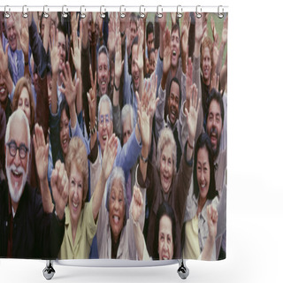 Personality  Multi-ethnic People Arms Raised Shower Curtains