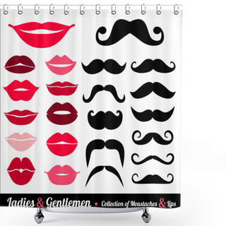 Personality  Collection Of Moustaches And Lips Shower Curtains
