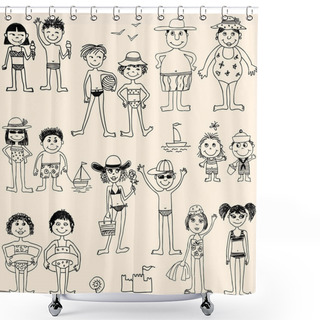 Personality  People On The Beach Shower Curtains