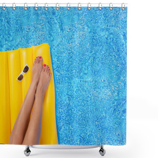 Personality  Woman Relaxing In A Pool - Feet Close Up Shower Curtains