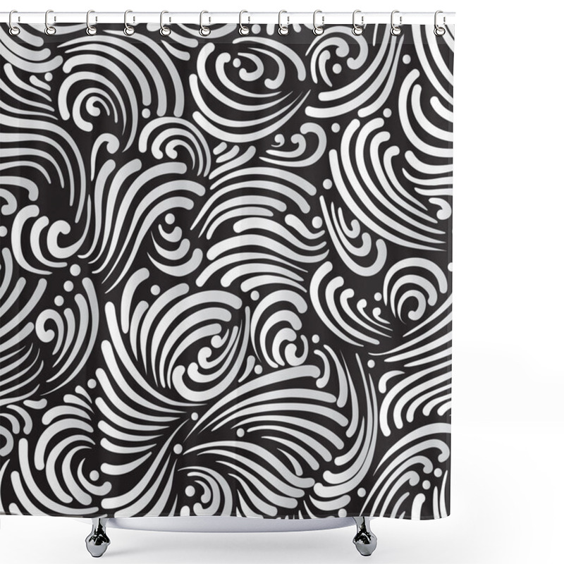Personality  Abstract black and white background, seamless pattern shower curtains