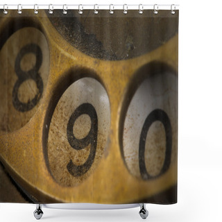 Personality  Close Up Of Vintage Phone Dial - 9 Shower Curtains
