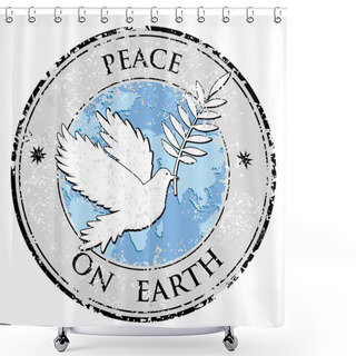 Personality  Bird Dove As Peace Symbol Stamp. International Peace Day Emblem Vector Shower Curtains
