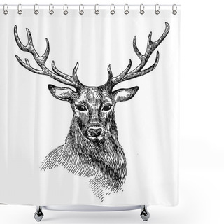 Personality  Sketch Of Deer Shower Curtains