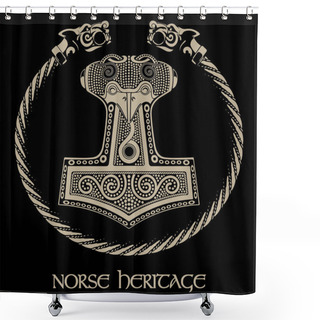 Personality  Thors Hammer - Mjollnir And The Scandinavian Ornament Shower Curtains