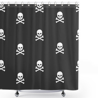Personality  Vector Seamless Grunge Pattern With Skulls And Bones Shower Curtains