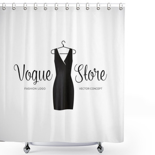Personality  Fashion Vogue Store Logo Template With Black Dress Shower Curtains