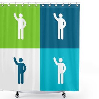 Personality  Arm Up Flat Four Color Minimal Icon Set Shower Curtains