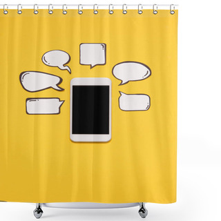 Personality  Smartphone And Blank Speech Bubbles Shower Curtains