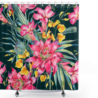 Personality  Watercolor Vintage Floral Tropical Seamless Pattern Shower Curtains