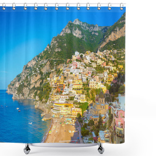 Personality  Morning View Of Positano Cityscape On Coast Line Of Mediterranean Sea, Italy Shower Curtains