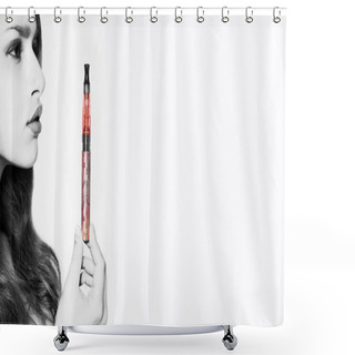 Personality  Sexy Woman Holding An Ecigarette Shower Curtains