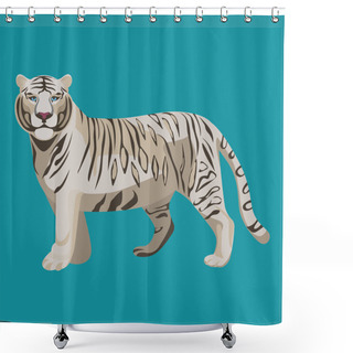 Personality  White Or Bleached Tiger Isolated On White. Predator Rare Animal Shower Curtains