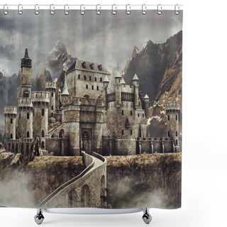 Personality  Fantasy Castle In The Mountains Shower Curtains