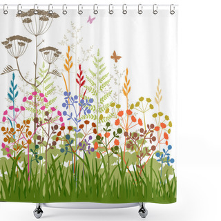 Personality  Colorful Abstract Plants And Grasses Background Shower Curtains